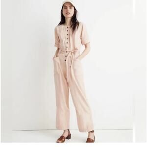 Madewell Top-Stitched Coverall Jumpsuit in blush